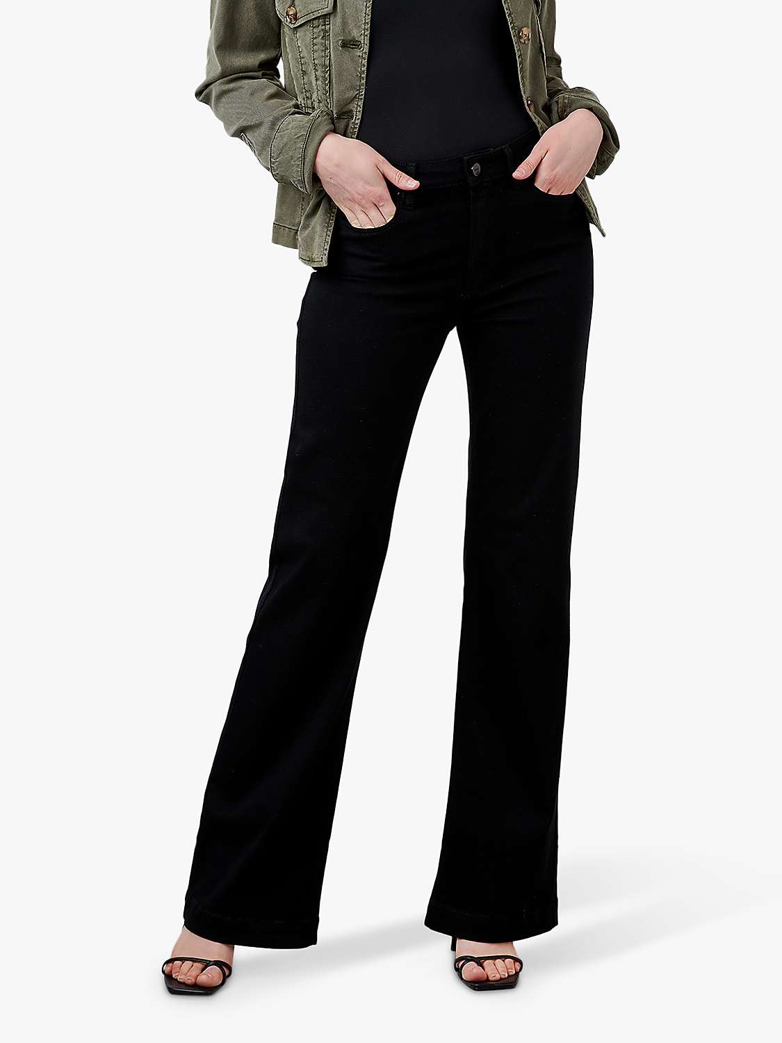 Buy PAIGE Leenah High Rise Wide Leg Jeans, Black Shadow Online at johnlewis.com