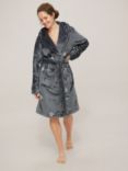 John Lewis & Partners Star Foil Print Dressing Gown, Charcoal