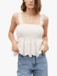 Mango Broderie Anglaise Detail Ruffle Crop Top