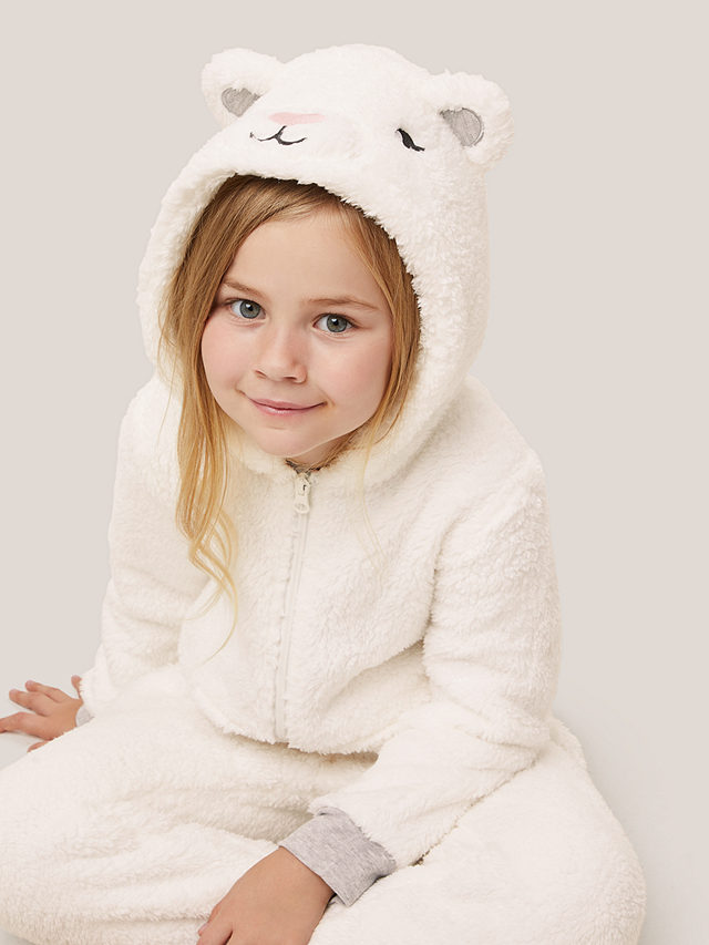 John Lewis Kids' Polar Bear Onesie, Cream, 3 years