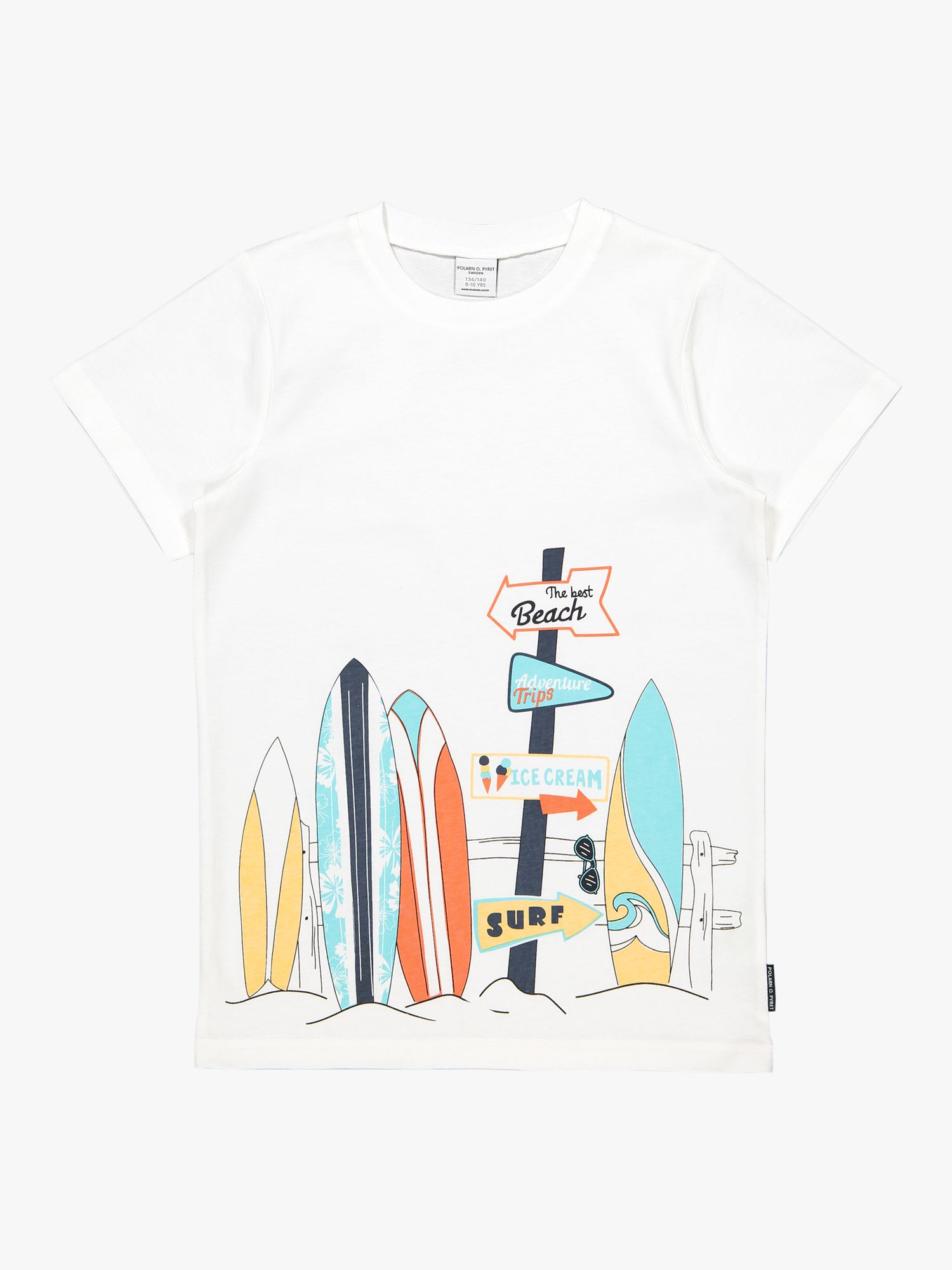 Polarn O. Pyret Kids' GOTS Organic Cotton Surfer Beach Graphic T-Shirt ...