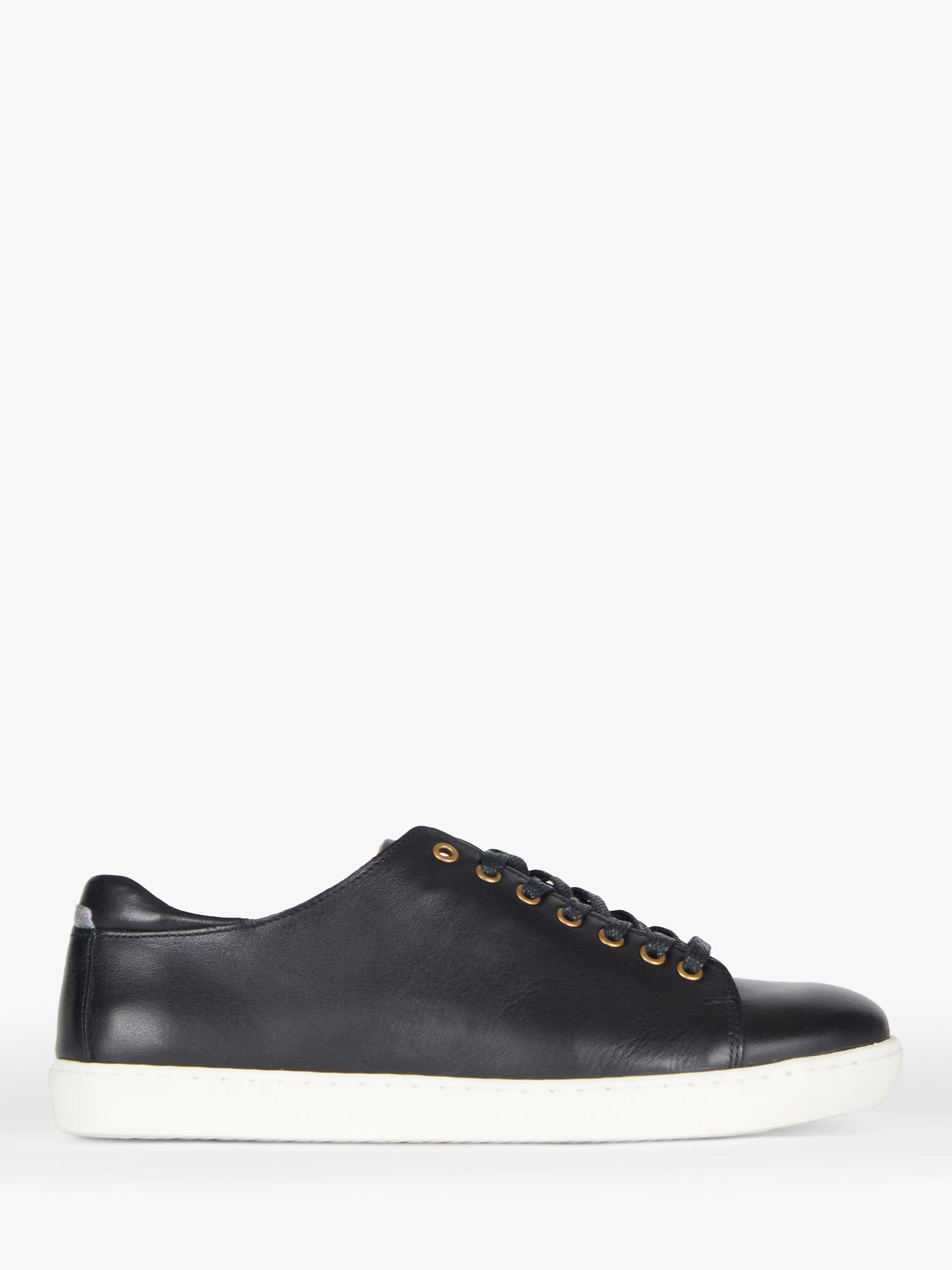 Barbour Hallie Leather Trainers, Black at John Lewis & Partners