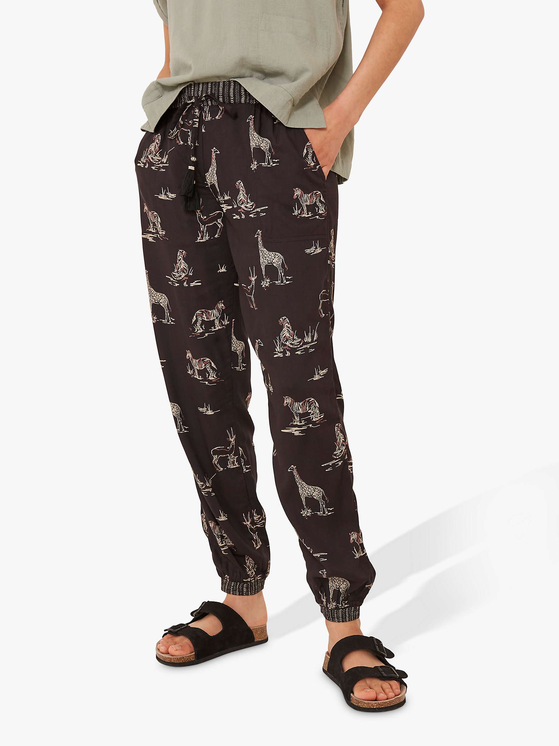 Buy FatFace Lyme Safari Print Trousers, Washed Black Online at johnlewis.com