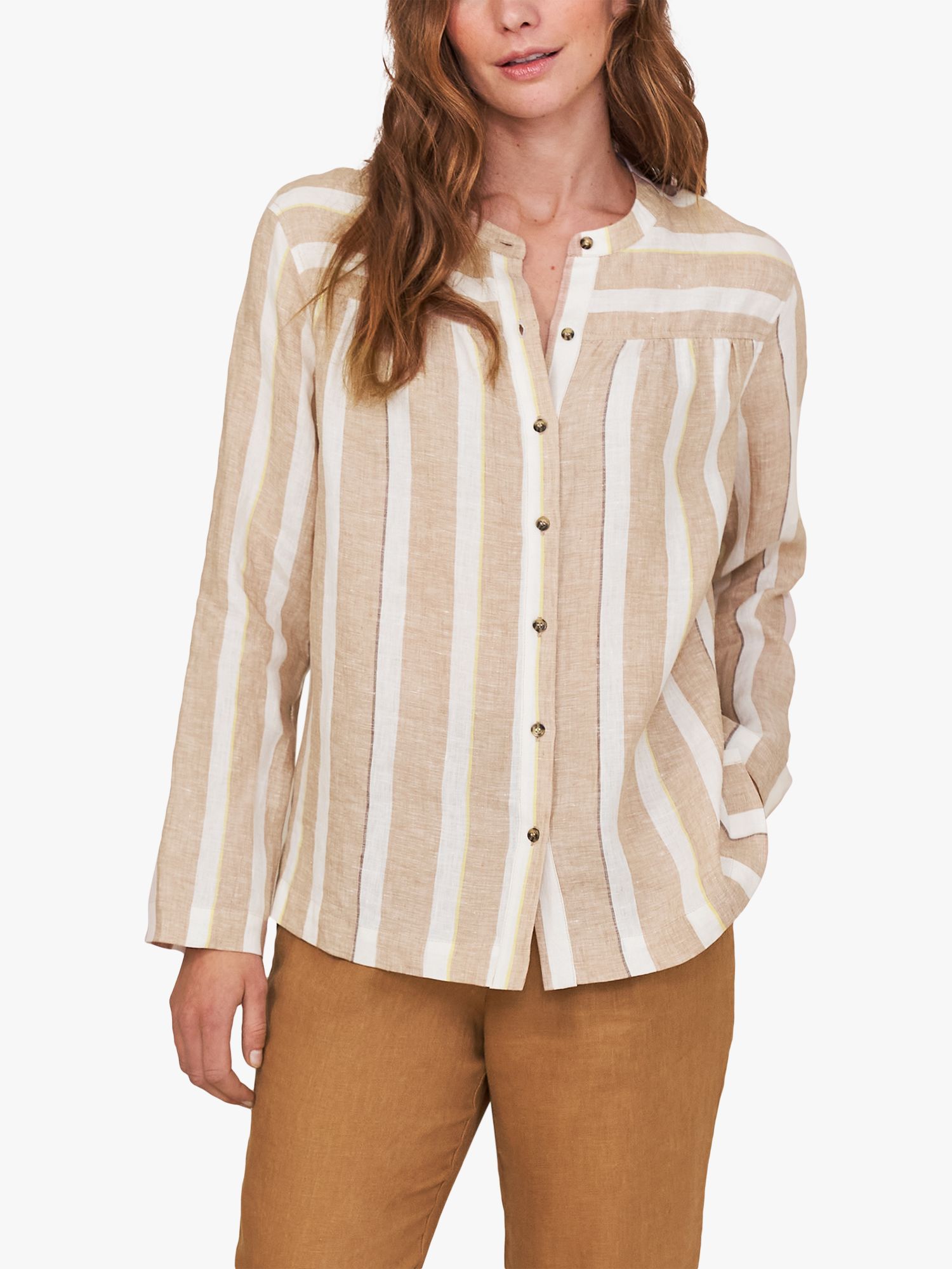 White Stuff Imman Stripe Linen Shirt, Natural at John Lewis & Partners