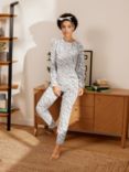 ANYDAY John Lewis & Partners Cosy Flannel Fleece Batwing Pyjama Set, Grey