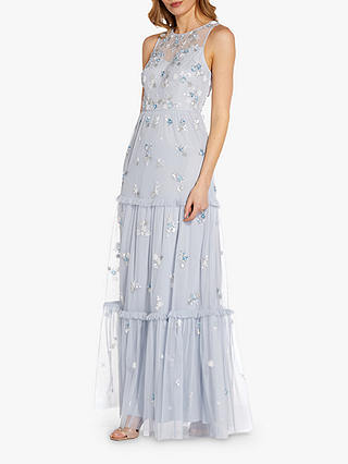 Adrianna Papell Beaded Tiered Dress, Glacier