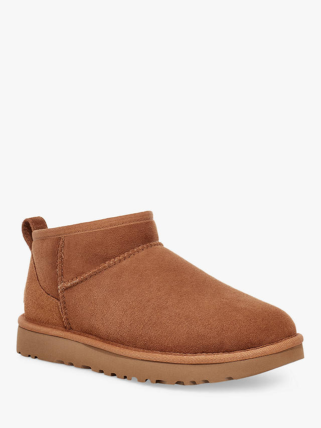 UGG Classic Ultra Mini Sheepskin and Suede Ankle Boots, Chestnut