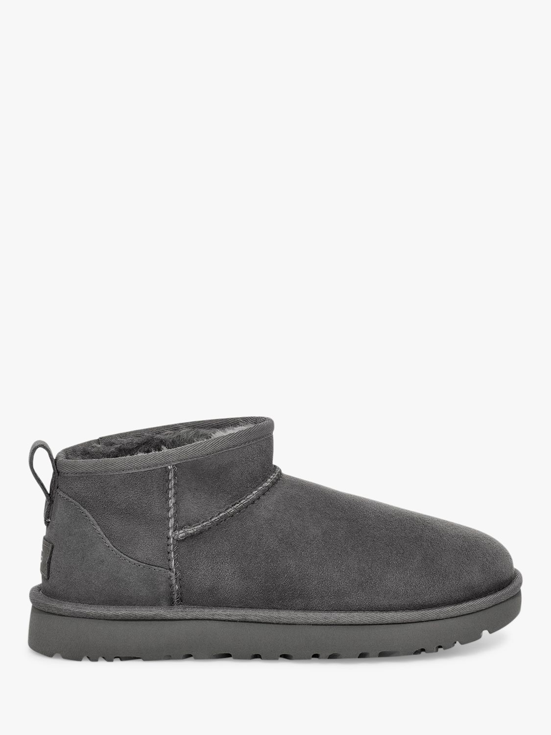 UGG Classic Ultra Mini Sheepskin and Suede Ankle Boots, Grey at John ...