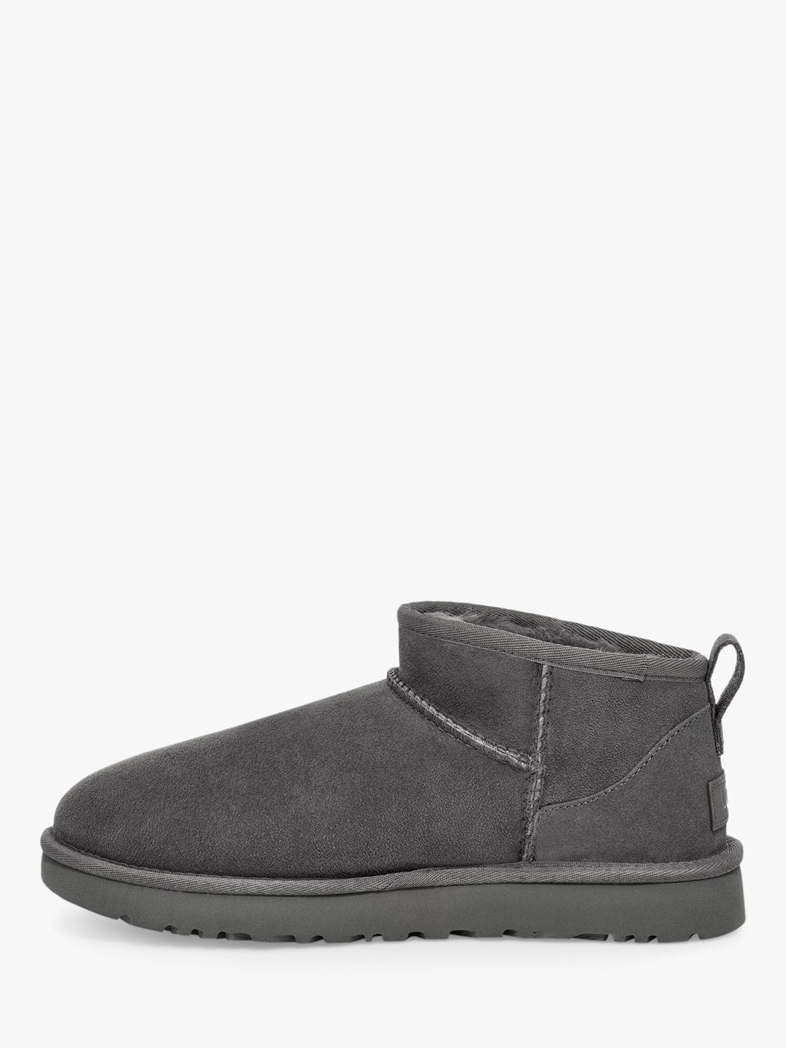 UGG Classic Ultra Mini Sheepskin and Suede Ankle Boots, Grey at John ...