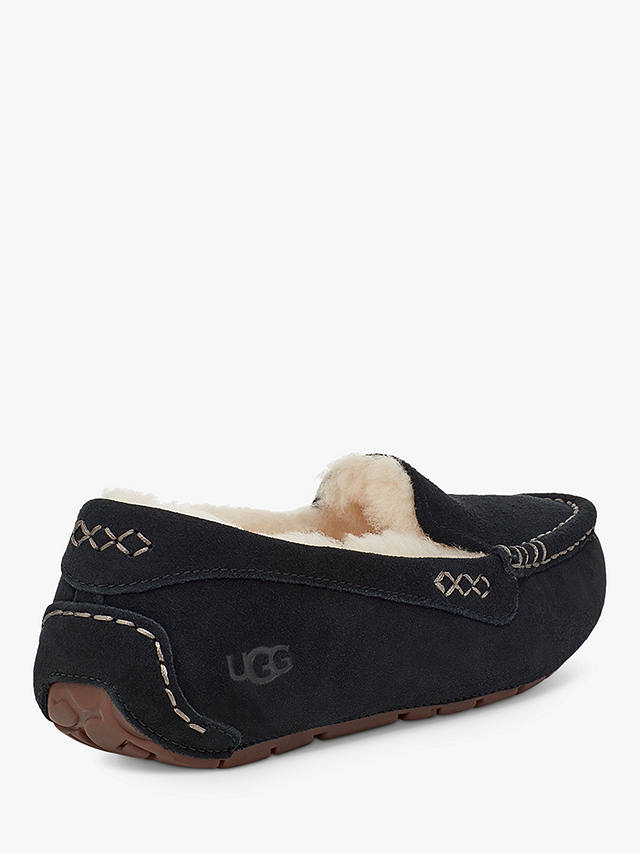 UGG Ansley Suede Moccasin Slippers, Black at John Lewis & Partners