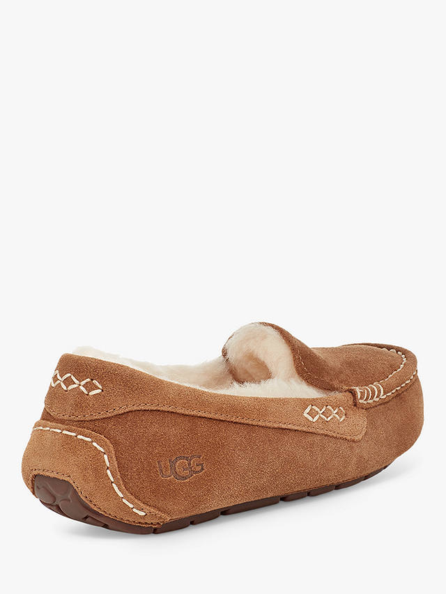 UGG Ansley Suede Moccasin Slippers, Chestnut at John Lewis & Partners