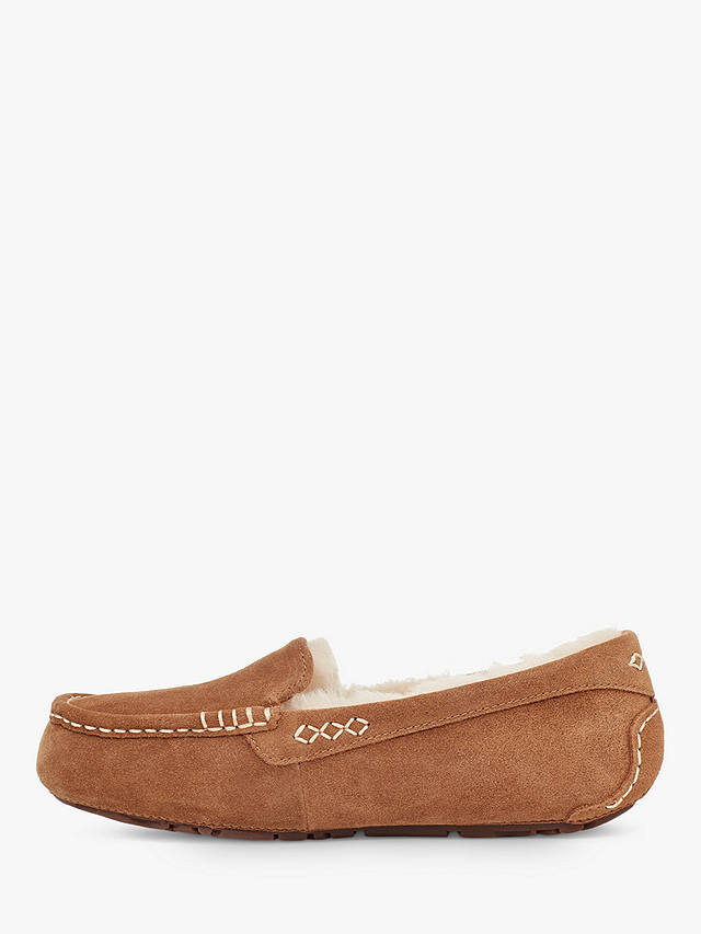 UGG Ansley Suede Moccasin Slippers, Chestnut at John Lewis & Partners