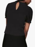 Whistles Gathered Detail V-Neck Blouse, Black