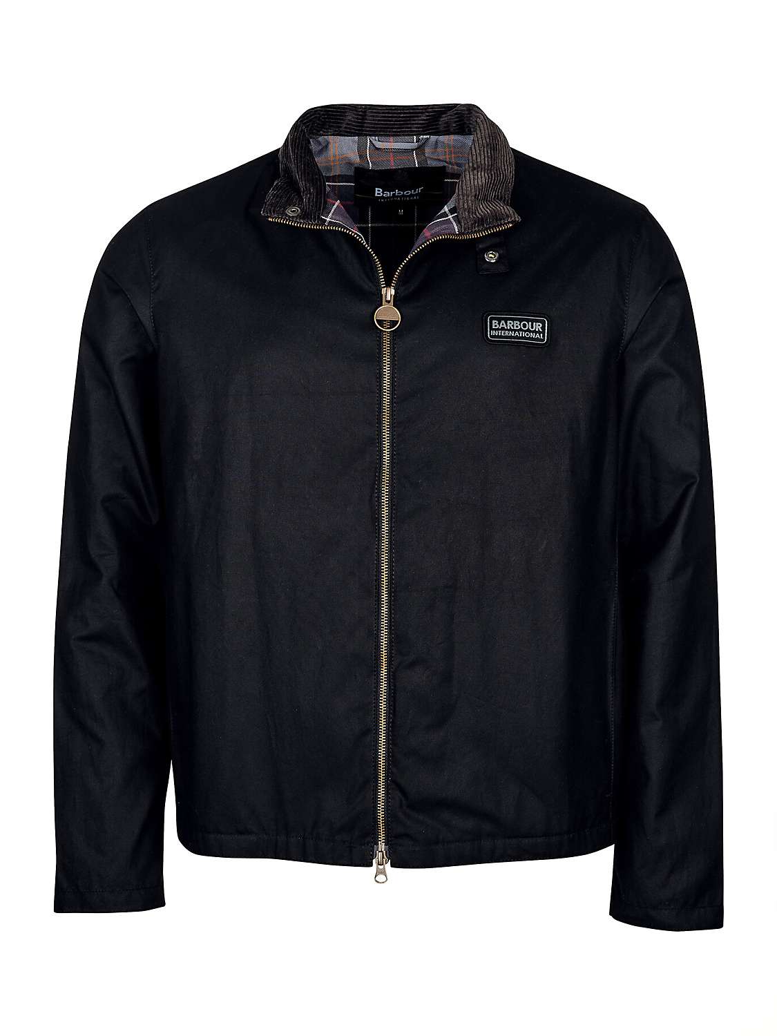 Barbour International Short Waxed Jacket, Black at John Lewis & Partners