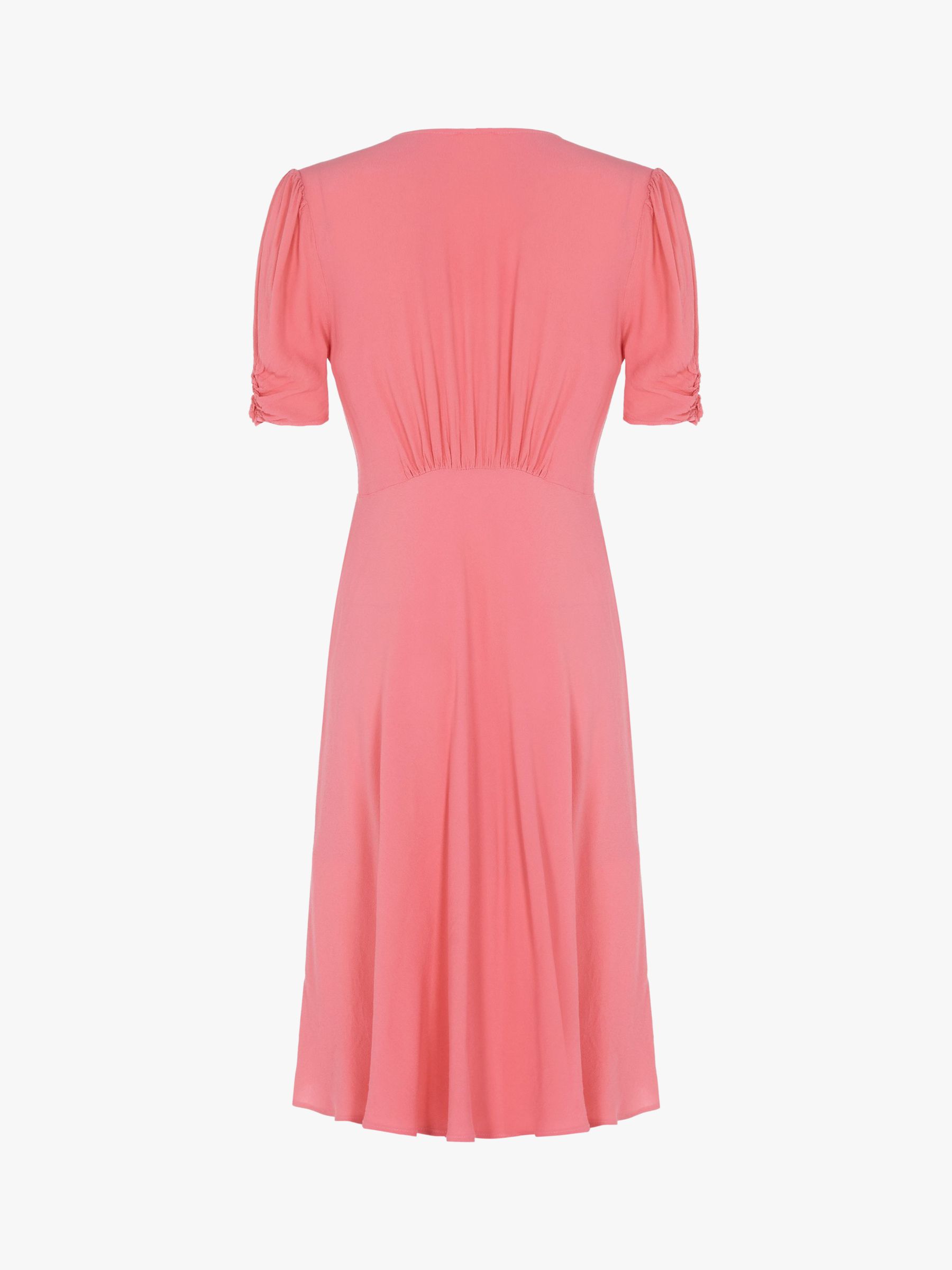 Ghost Sabrina Button Front Midi Dress, Pink at John Lewis & Partners