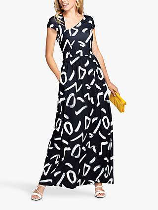 HotSquash Abstract Print Maxi Dress, Black/Multi