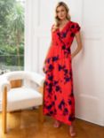 HotSquash Floral Print Wrap Front Maxi Dress, Red/Blue