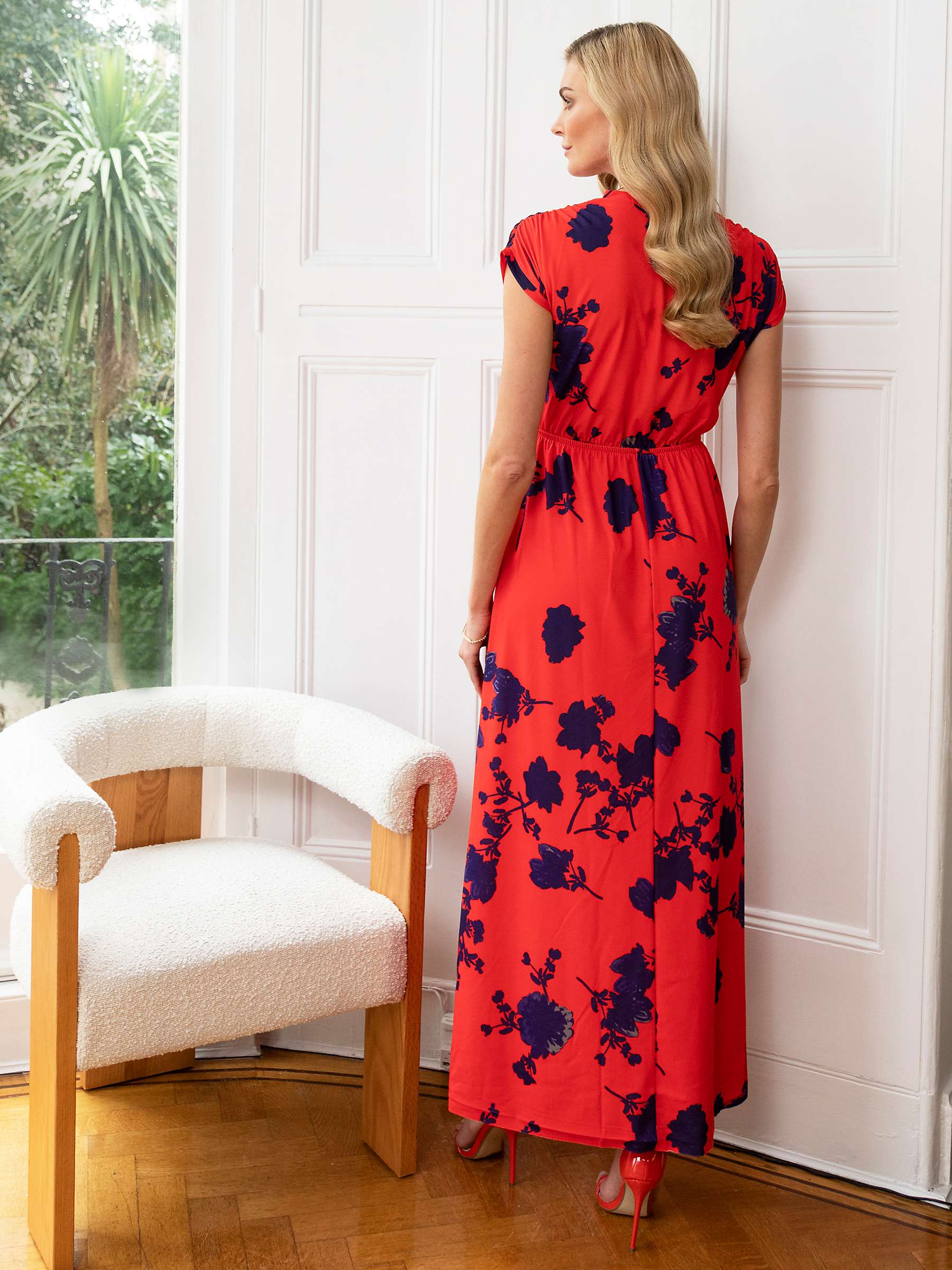 Buy HotSquash Floral Print Wrap Front Maxi Dress, Red/Blue Online at johnlewis.com