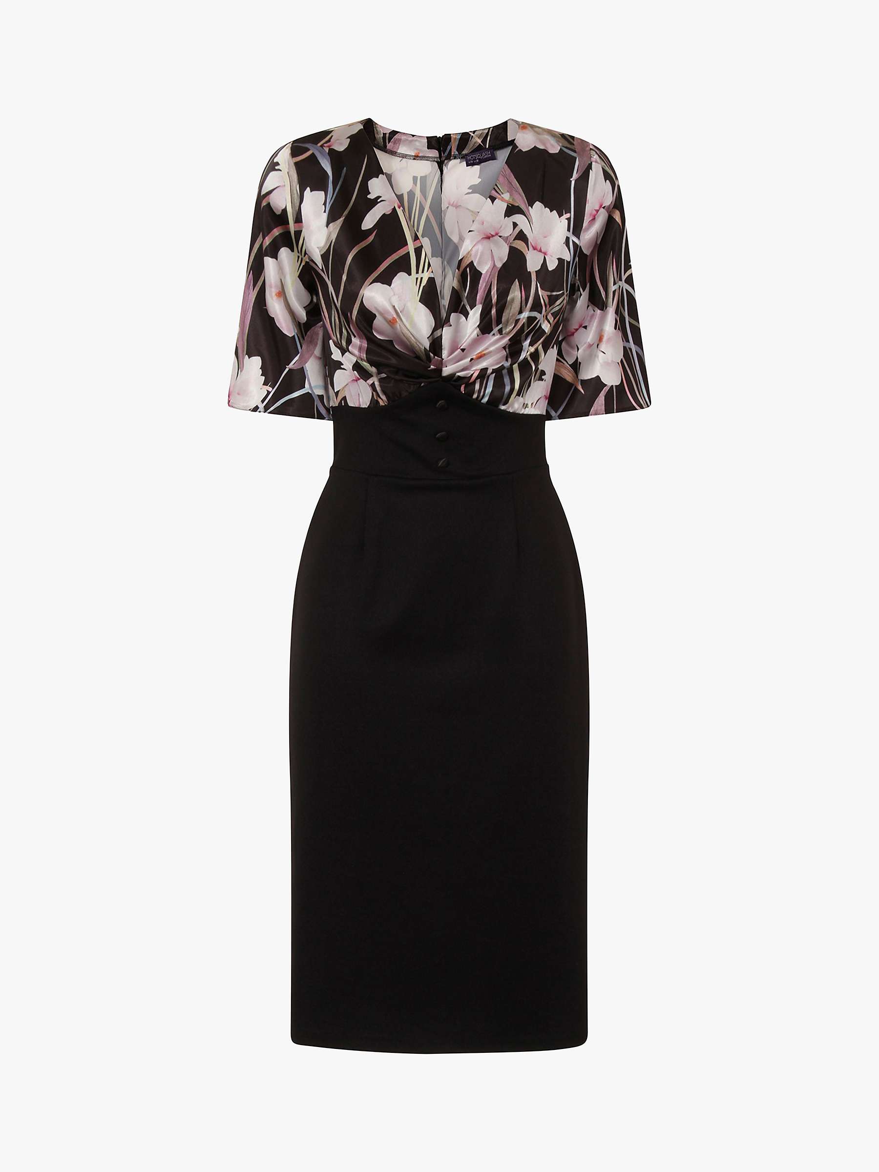 Buy HotSquash Emma Button Waist Floral Print Pencil Dress, Black/Multi Online at johnlewis.com