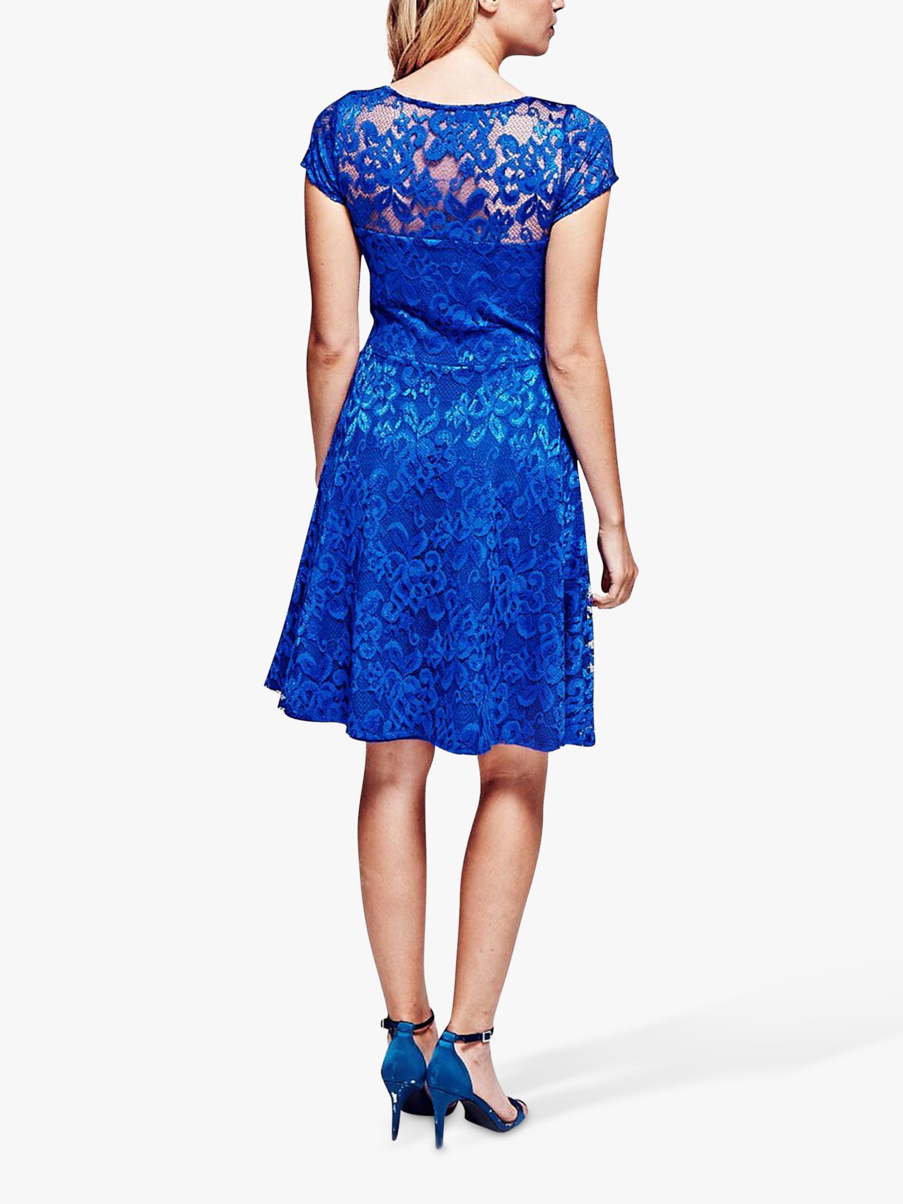 HotSquash Lace Skater Dress, Royal Blue, 8
