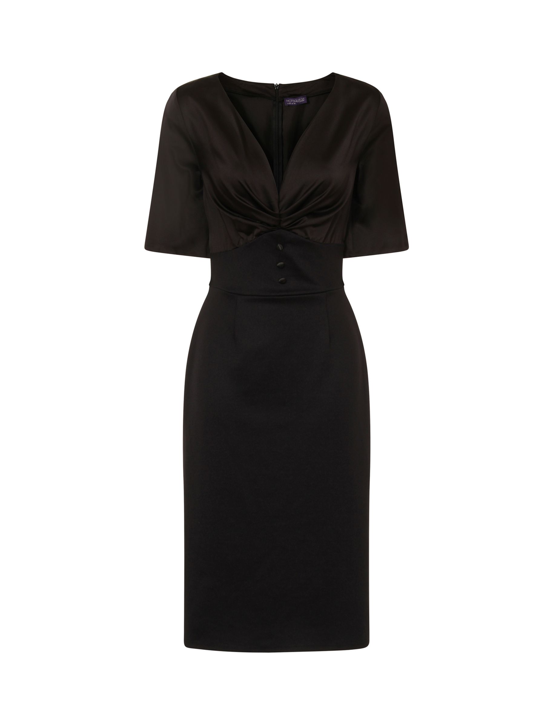 HotSquash Emma Button Waist Pencil Dress, Black at John Lewis & Partners