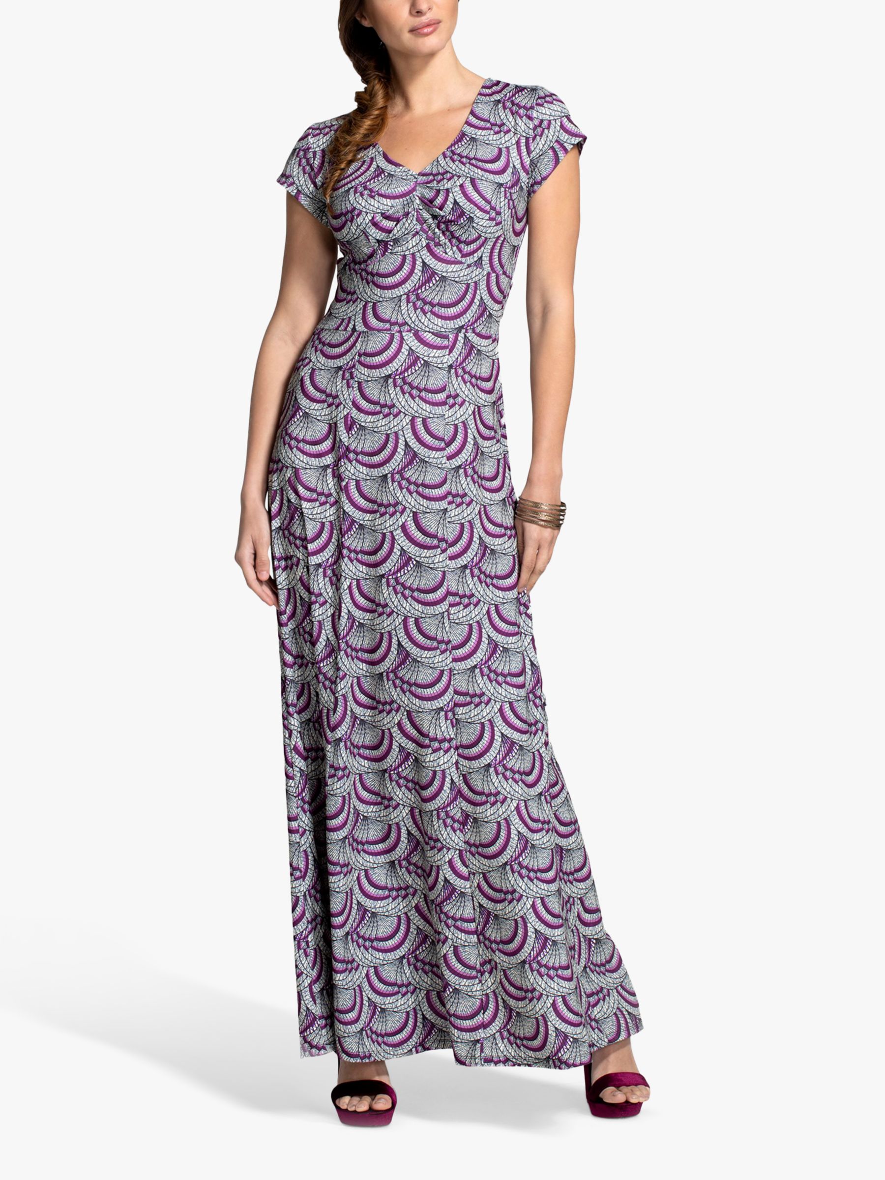 HotSquash Gemma Mosaic Print Maxi Jersey Dress, Purple/Grey