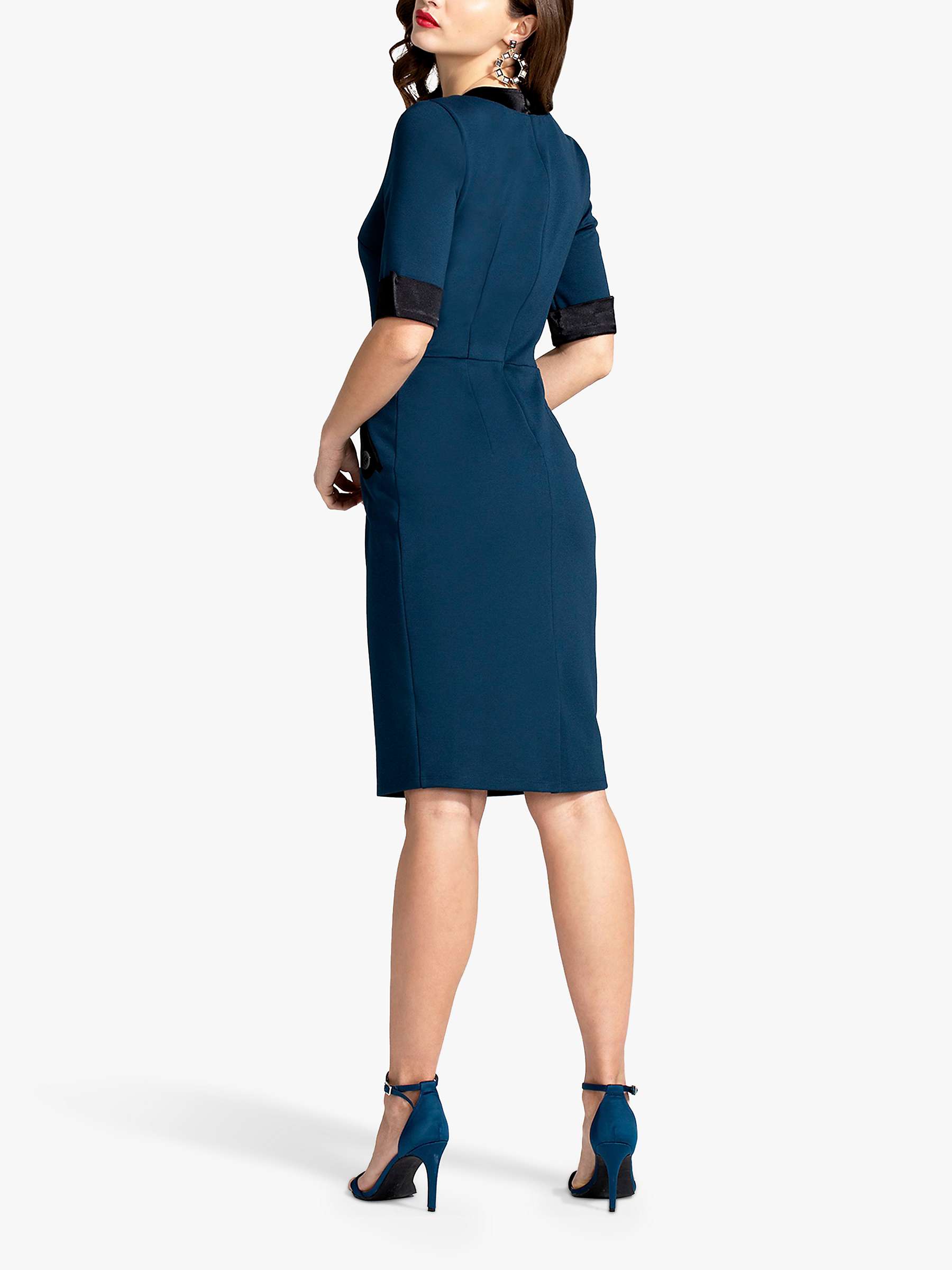 Buy HotSquash Contrast V-Neck Knee Length Dress, Teal Online at johnlewis.com