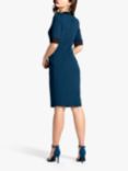 HotSquash Contrast V-Neck Knee Length Dress, Teal