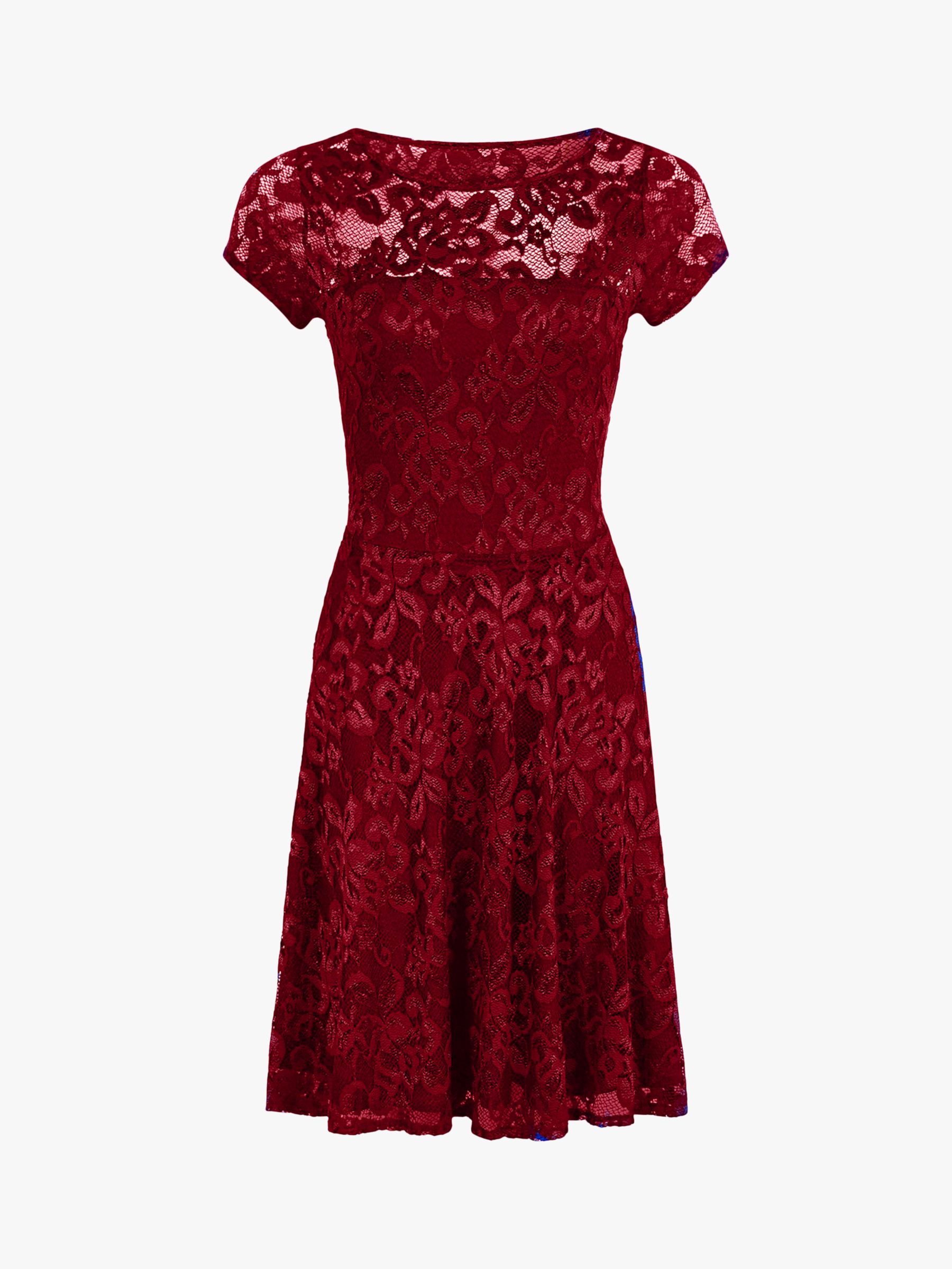 HotSquash Lace Skater Dress, Red at John Lewis & Partners