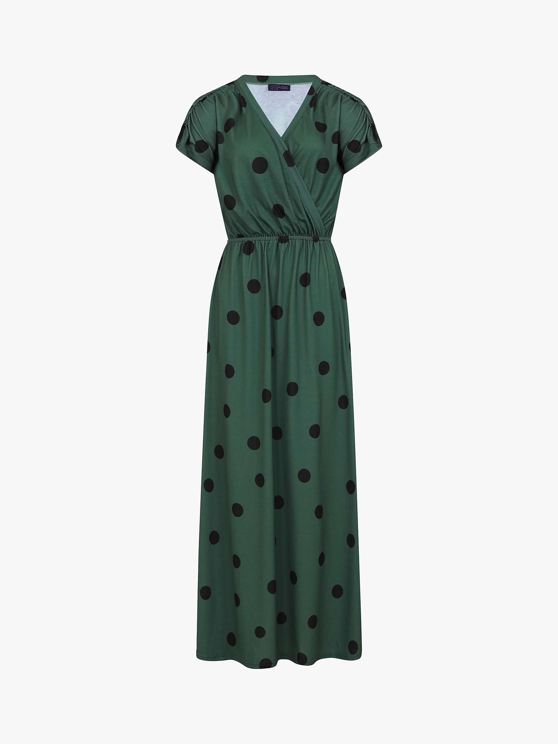 Buy HotSquash Spot Print Wrap Front Maxi Dress, Green/Black Online at johnlewis.com