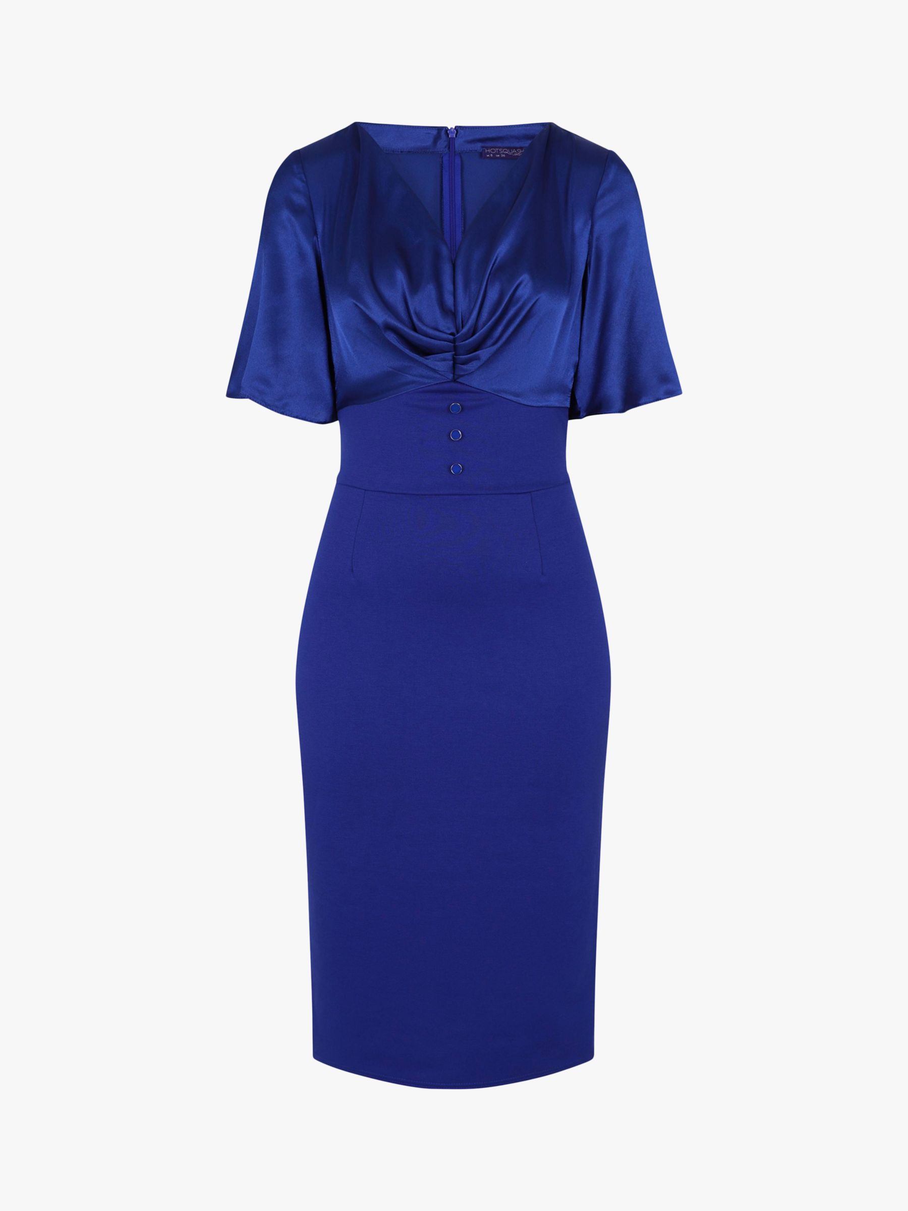 HotSquash Emma Button Waist Pencil Dress Royal Blue at John Lewis