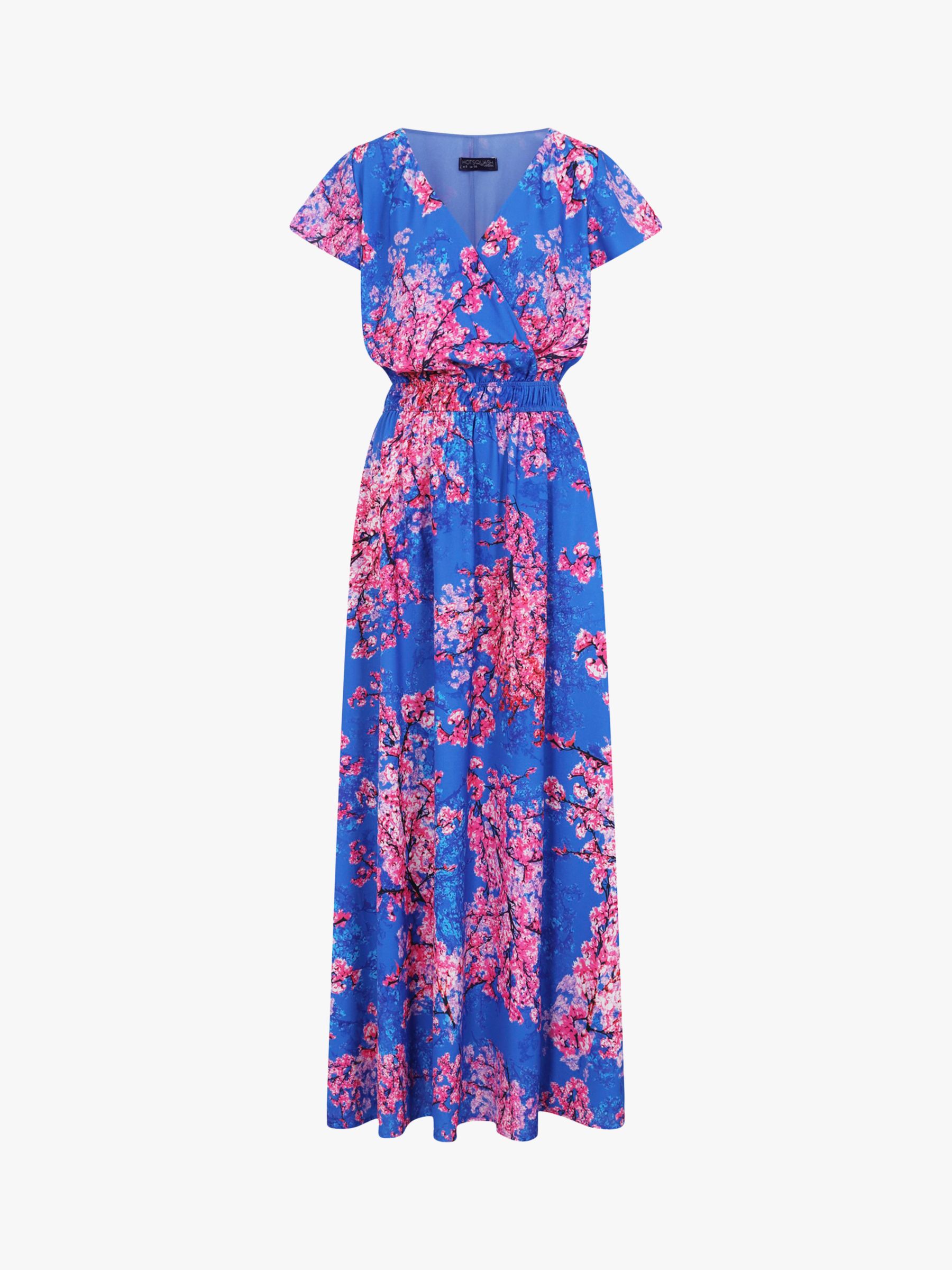 HotSquash Floral Print Wrap Front Maxi Dress, Blue/Multi, 8