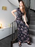 HotSquash Gemma Floral Print Maxi Jersey Dress, Purple