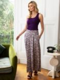 HotSquash Box Pleat Maxi Skirt, Purple Kimono Print