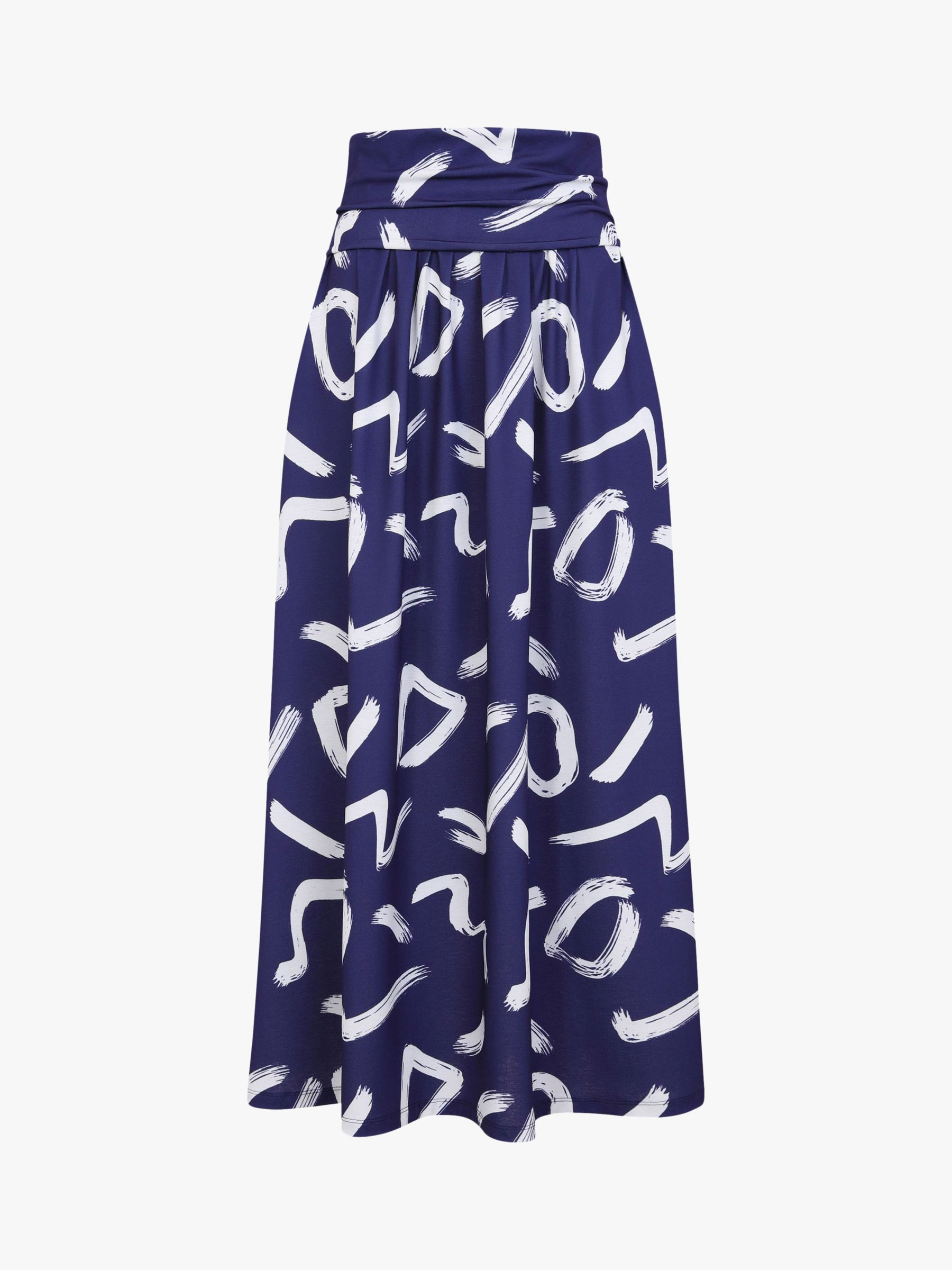 Buy HotSquash Luxury Roll Top Abstract Print Maxi Skirt, Blue/White Online at johnlewis.com