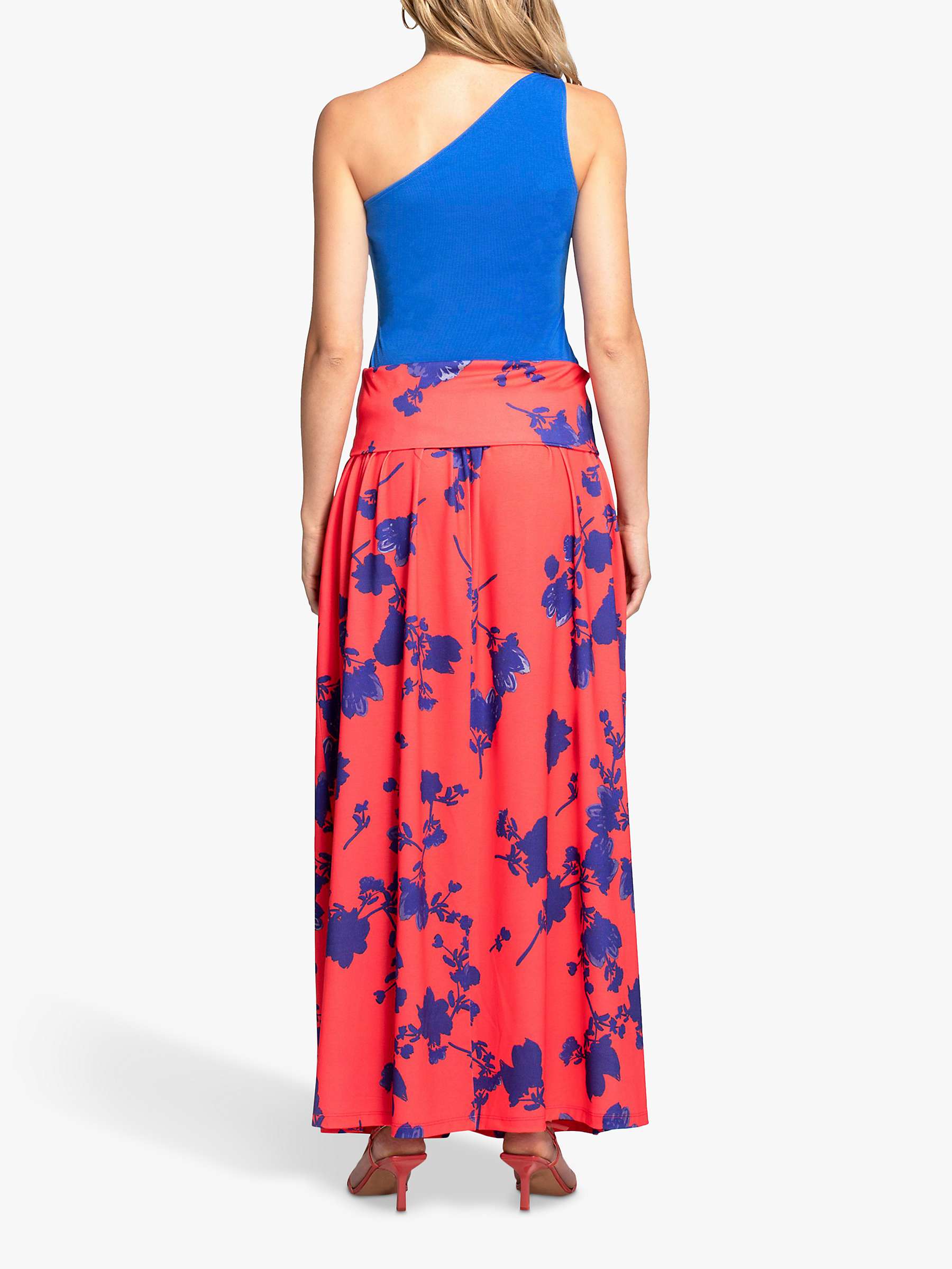Buy HotSquash Roll Top Floral Print Maxi Skirt, Red/Blue Online at johnlewis.com