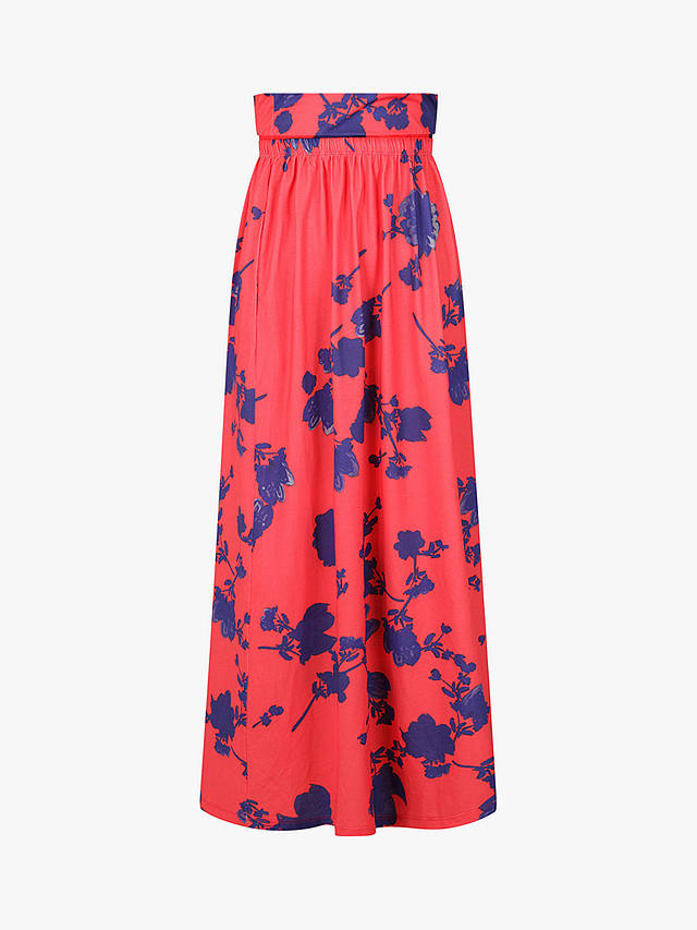 HotSquash Roll Top Floral Print Maxi Skirt, Red/Blue