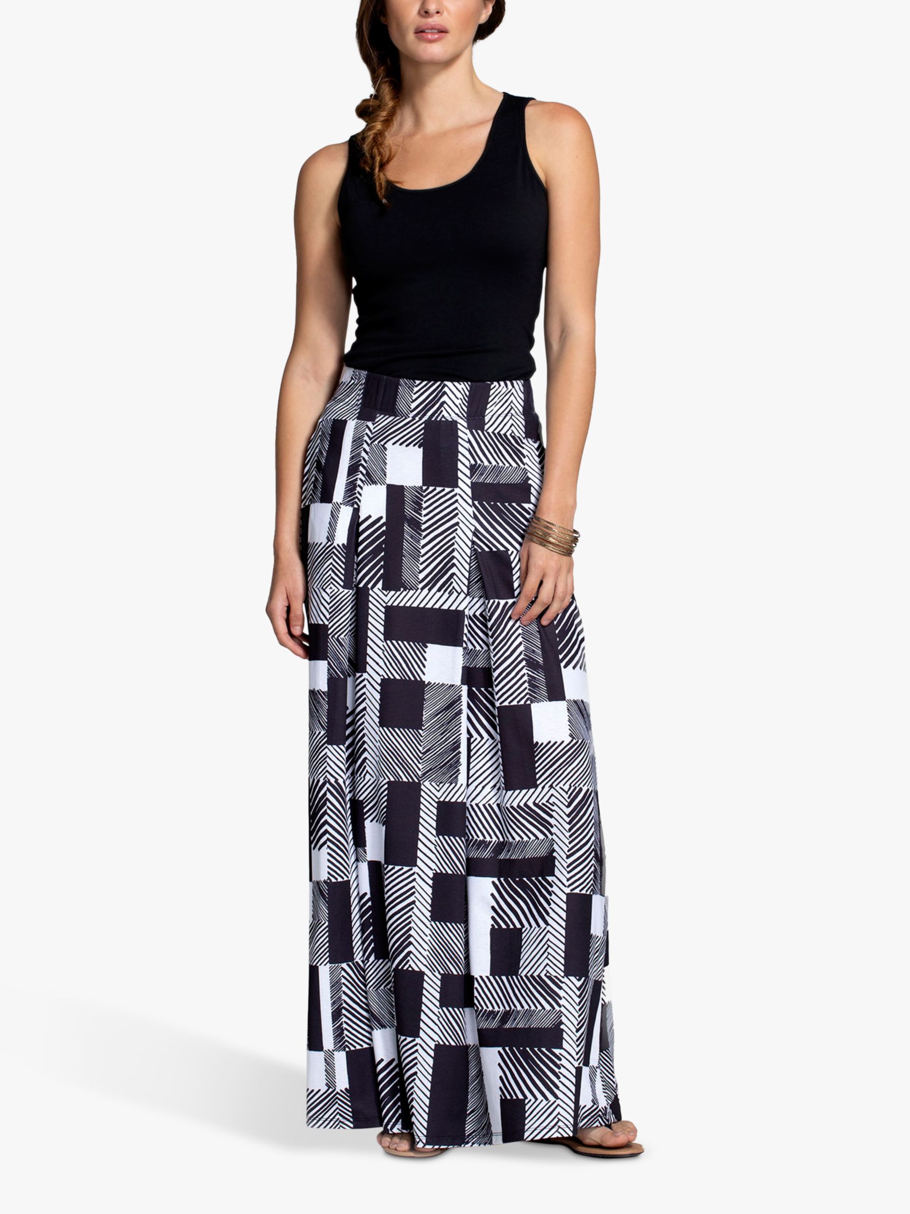 HotSquash Box Pleat Maxi Skirt, Striped Geo
