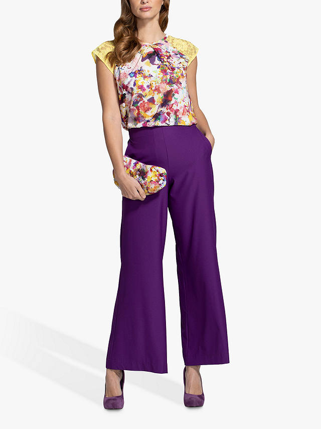 HotSquash Luxe-Lounge Wideleg Crepe Trousers, Purple