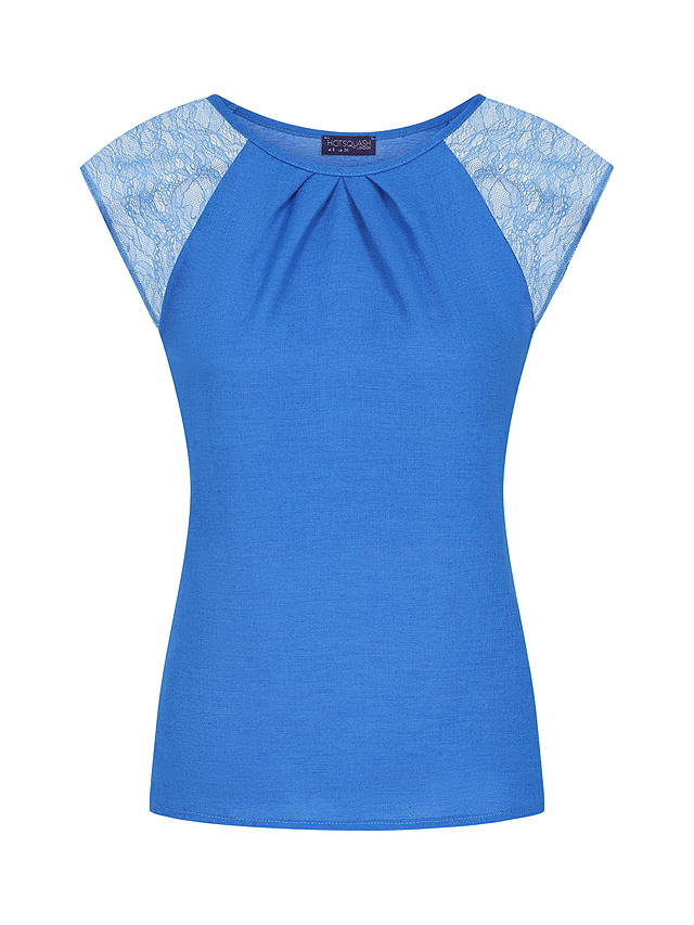 HotSquash Lace Sleeved Crepe Top, Cobalt
