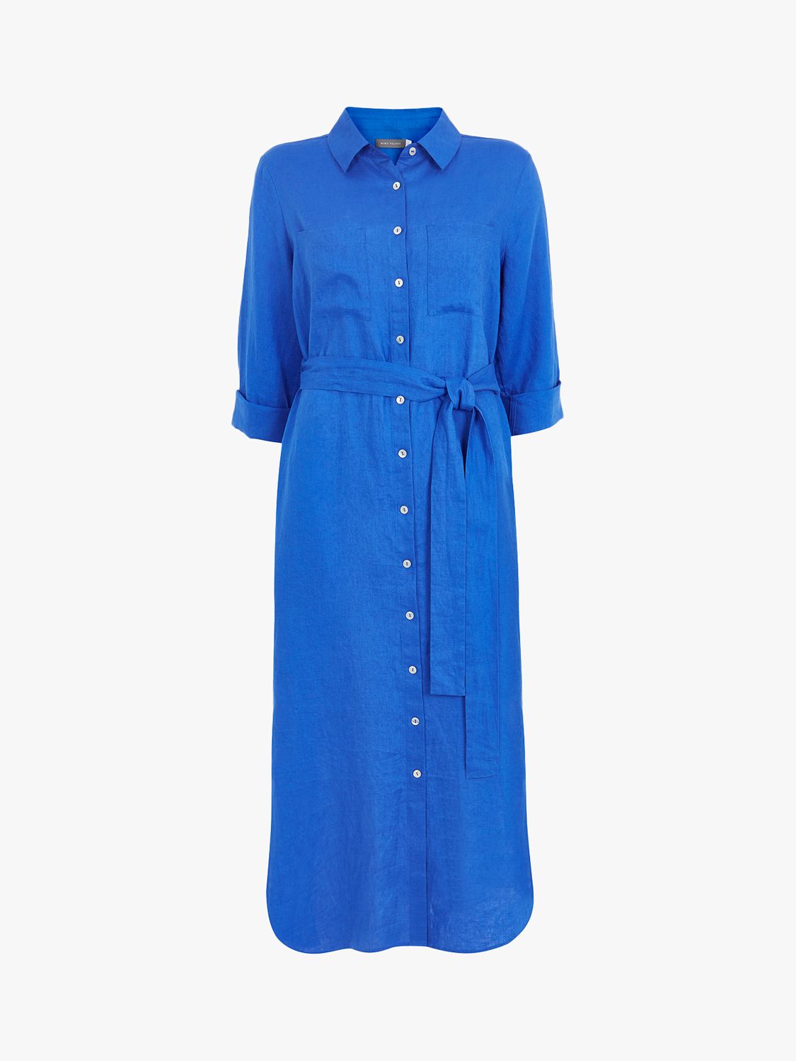 Mint Velvet Linen Midi Shirt Dress, Blue at John Lewis & Partners