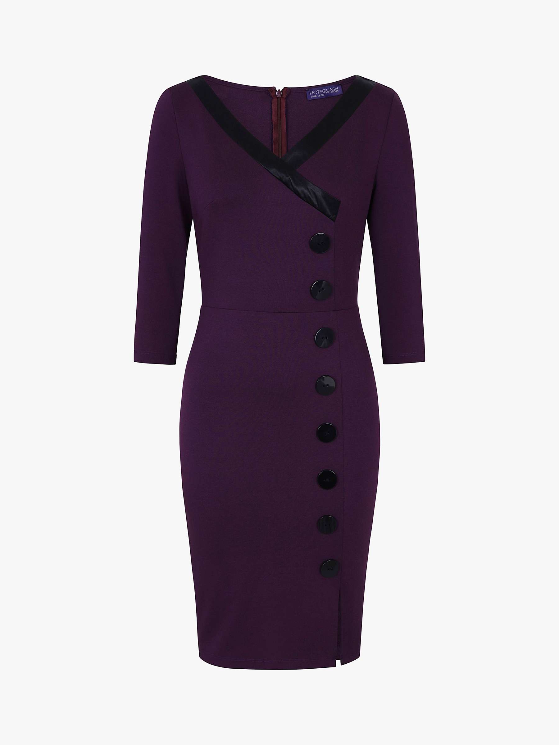 Buy HotSquash 50s Silky Trimmed Button Wiggle Dress Online at johnlewis.com