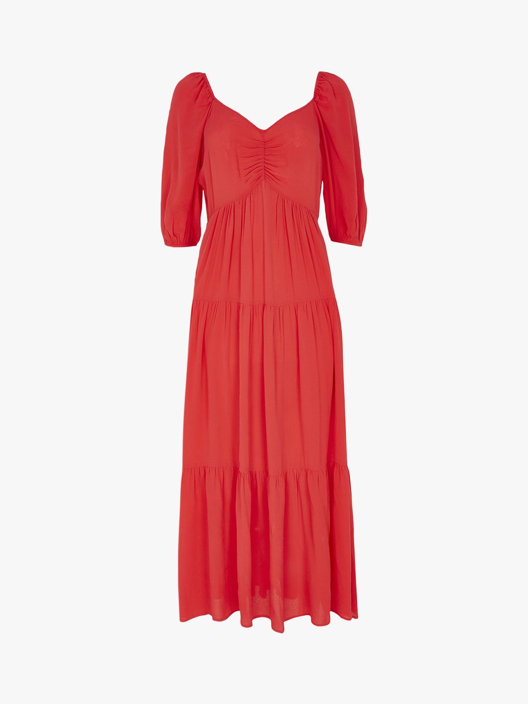 Mint Velvet Tiered Boho Maxi Dress, Red at John Lewis & Partners