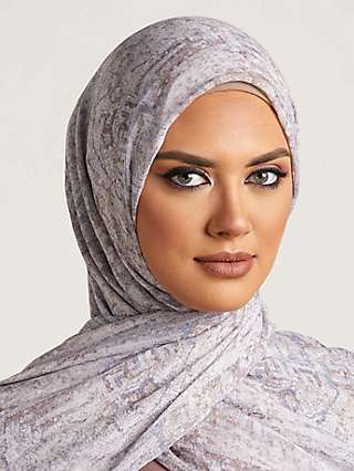 Aab Fasayfsa Abstract Print Modal Hijab, Purple/Multi