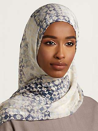 Aab Faded Mosaic Print Modal Hijab, Ivory/Multi