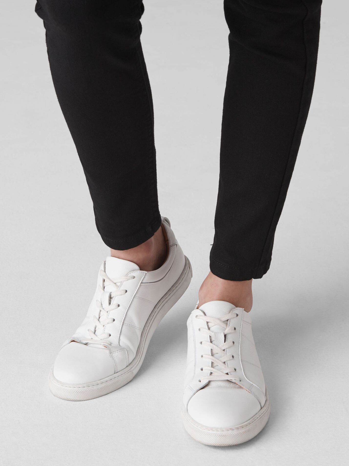 Whistles Koki Lace Up Leather Trainers, White at John Lewis & Partners