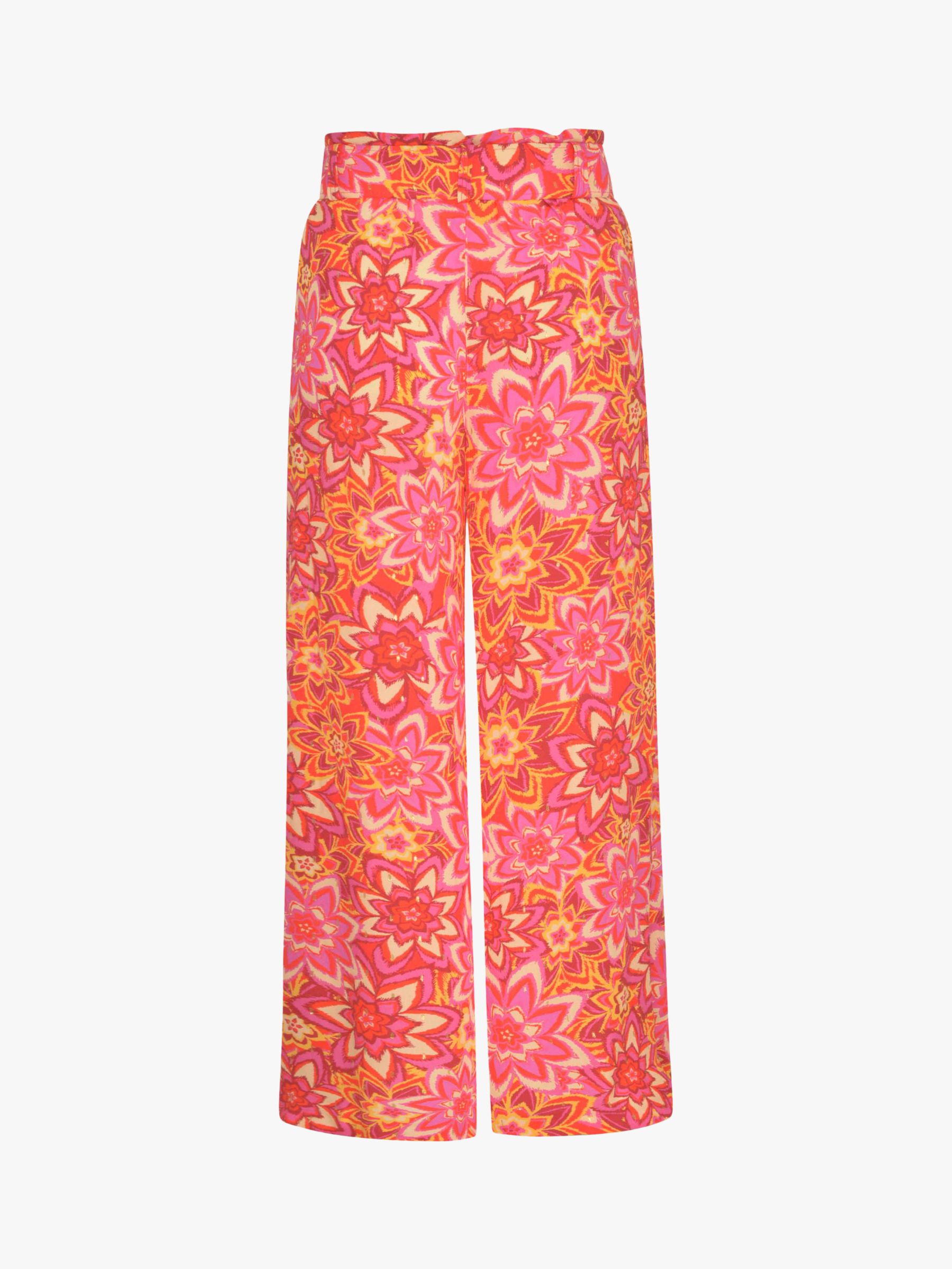 Ro&Zo Floral Wide Leg Trousers, Pink at John Lewis & Partners