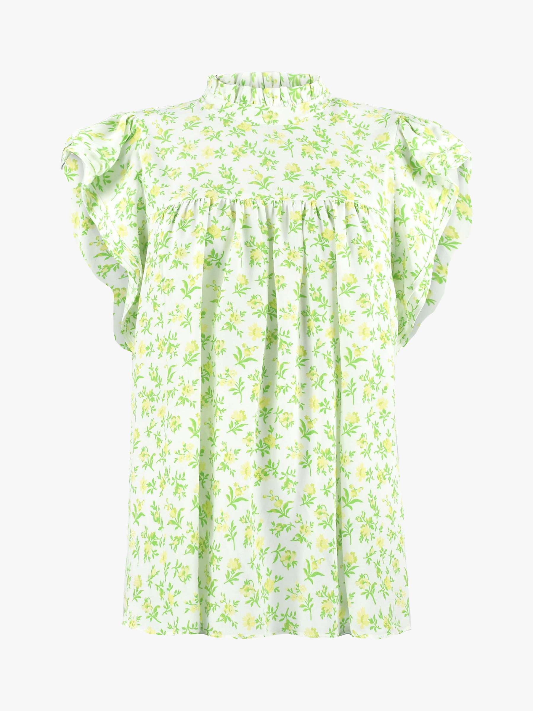 Buy Ro&Zo Floral Ruffle Sleeve Top, Yellow Online at johnlewis.com