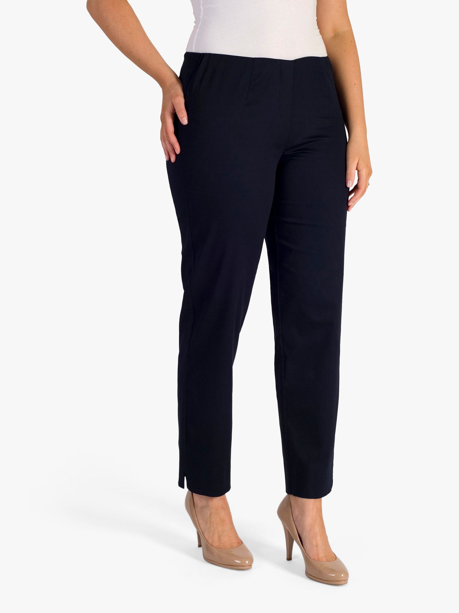 chesca Stretch Cotton Trousers, Navy at John Lewis & Partners