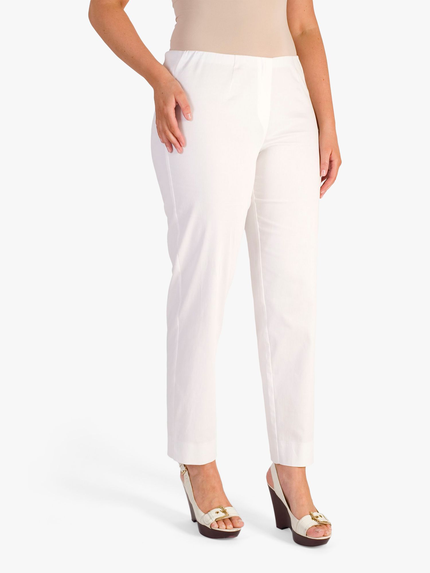 chesca Stretch Cotton Trousers, White at John Lewis & Partners